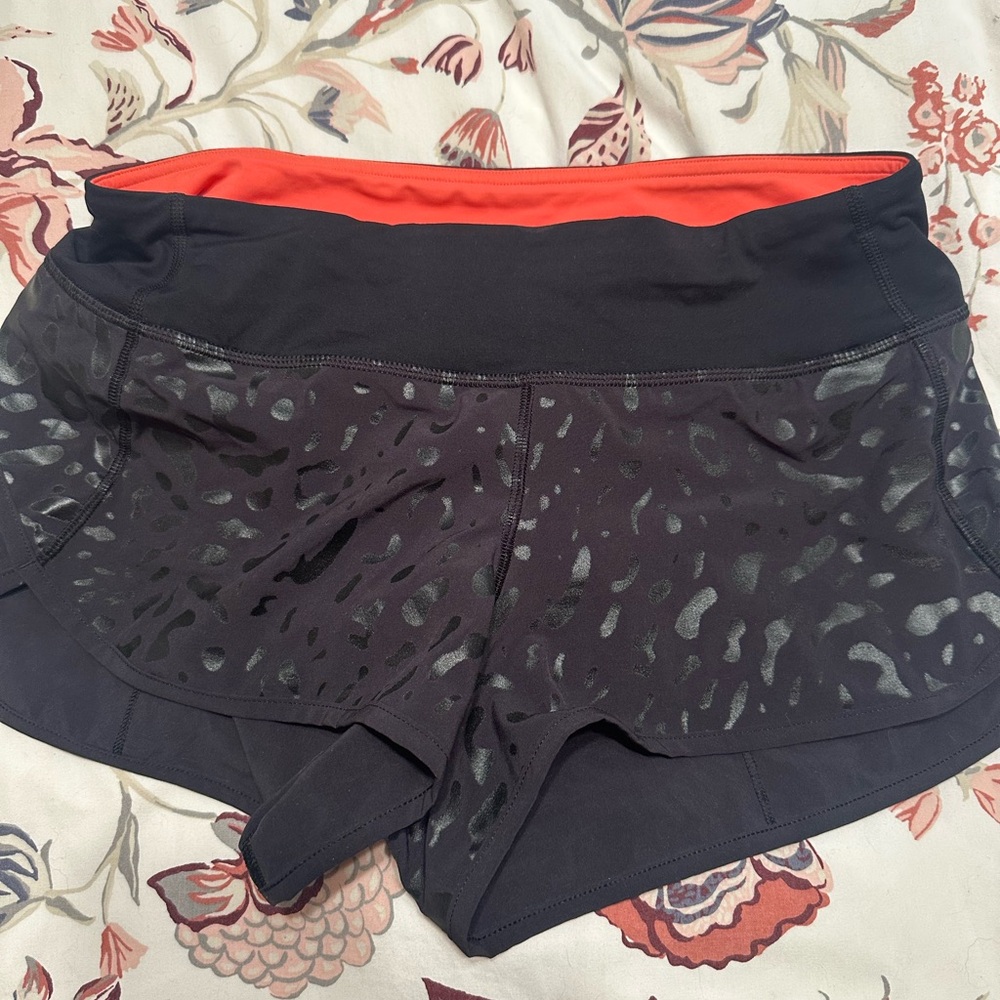 Lululemon Black Animal Print Running Shorts